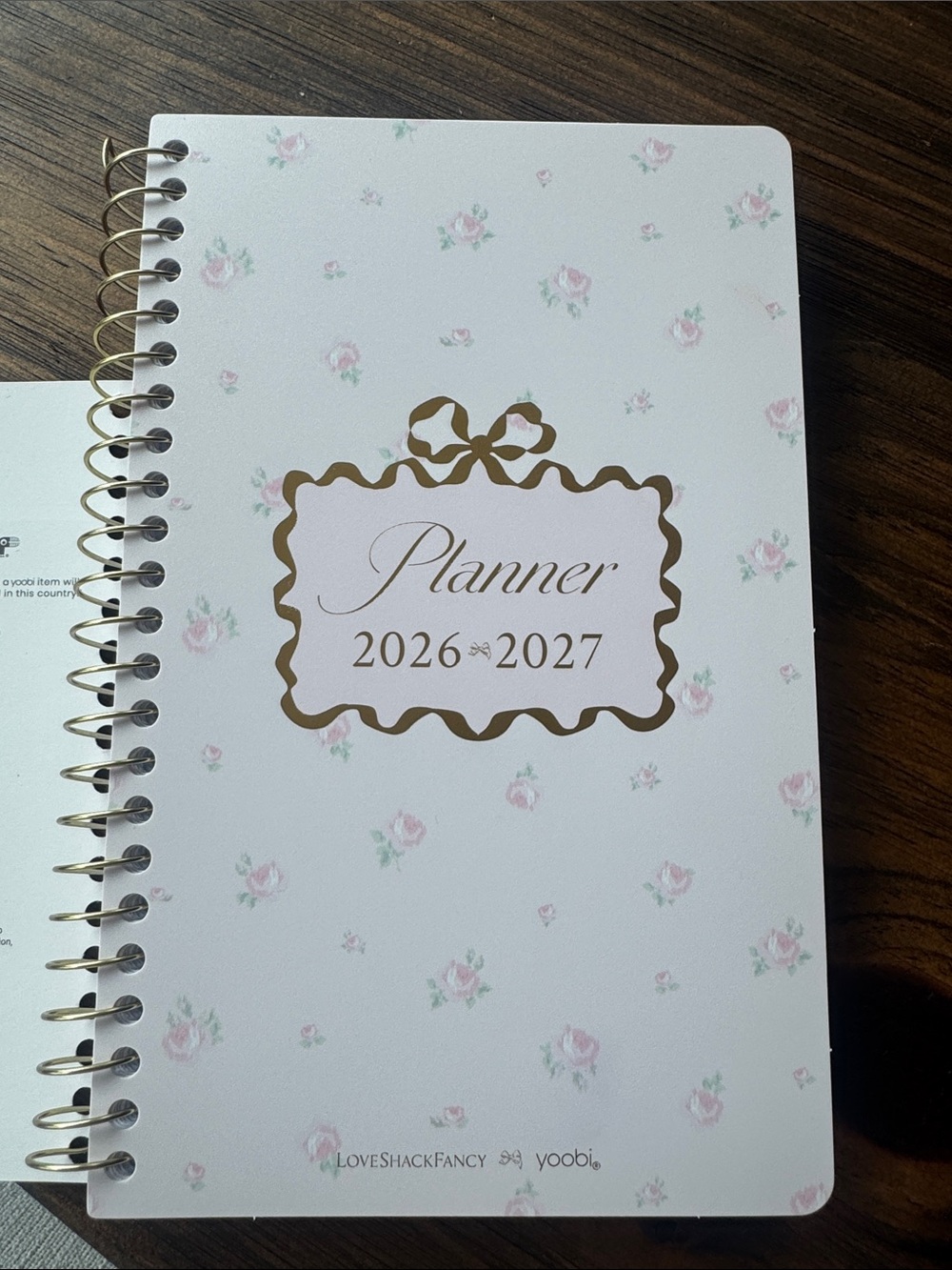 LoveShackFancy Planner - White with Pink Floral & Gold Accents - NWT